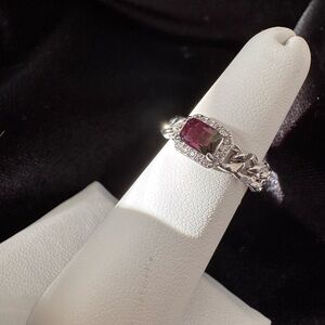 Bomb Party Green Purple BiColor Alexandrite Rhodium Ring Sz 5 RBP6187